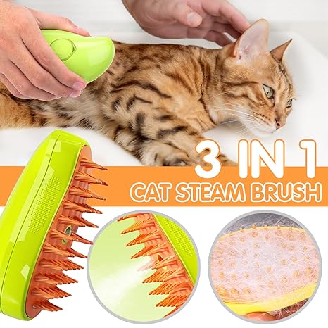 🔥🔥Cvreoz™ Patented Exclusive Rechargeable Steam Pet Brush (95°F-113°F) for Pet Bathing