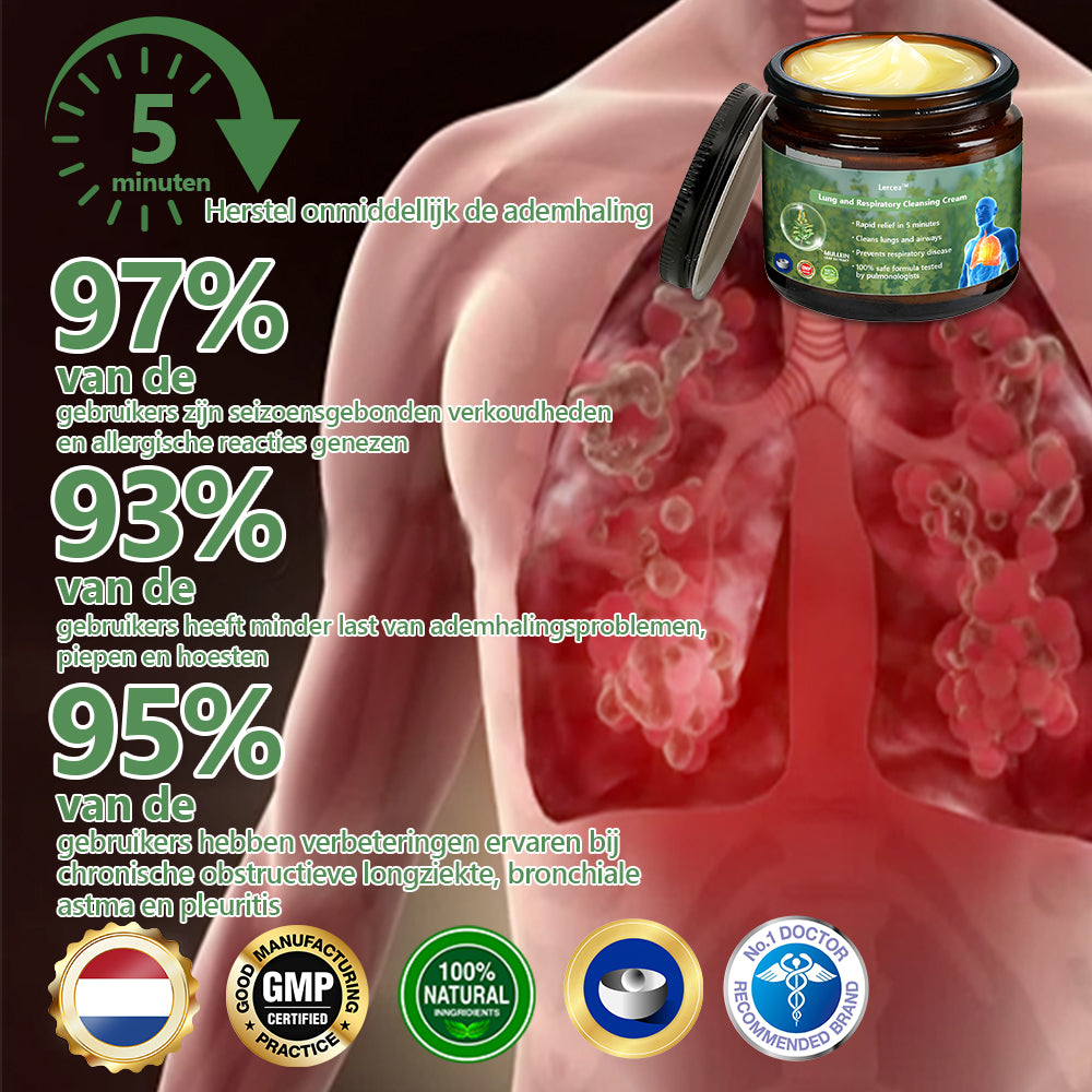 𝑳𝒆𝒓𝒄𝒆𝒂™ Mullein Lung Repair Cream - Goedgekeurd door de Nederlandse Longvereniging voor ondersteuning van de longgezondheid 🍀