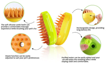 🔥🔥Cvreoz™ Patented Exclusive Rechargeable Steam Pet Brush (95°F-113°F) for Pet Bathing